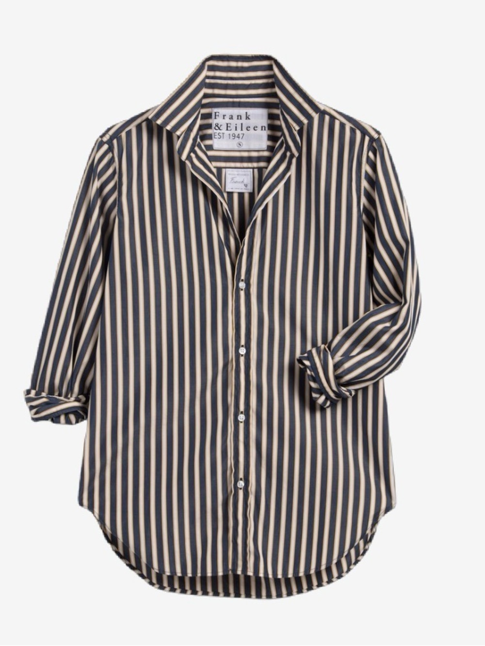 NWOT Frank and Eileen superluxe button down - navy and yellow